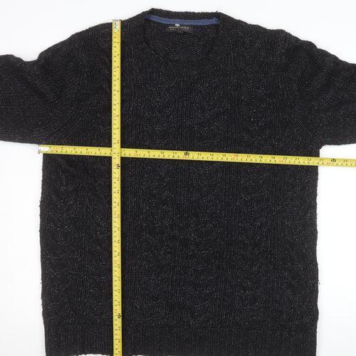 Banana Republic Men's Black XL Cable-Knit Cotton Wool Jumper