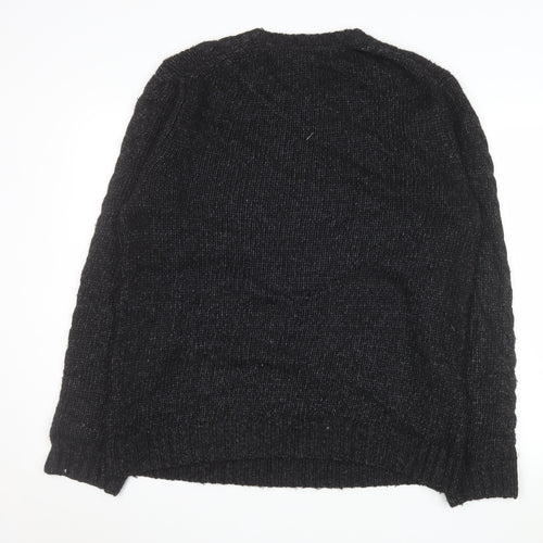 Banana Republic Men's Black XL Cable-Knit Cotton Wool Jumper