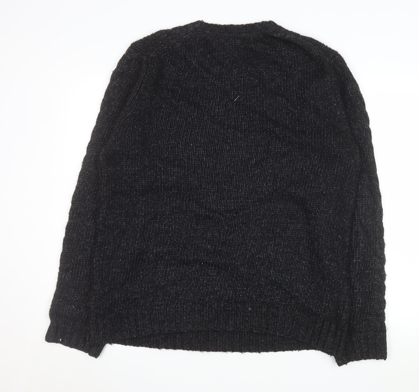 Banana Republic Men's Black XL Cable-Knit Cotton Wool Jumper