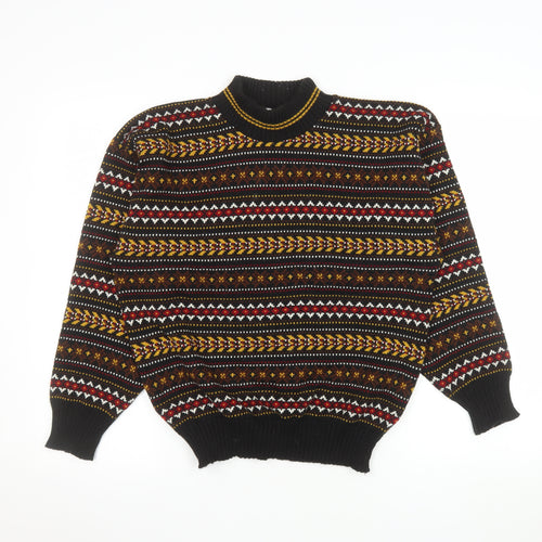 QS Womens Black Fair Isle Acrylic Jumper Size 16-18