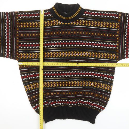 QS Womens Black Fair Isle Acrylic Jumper Size 16-18