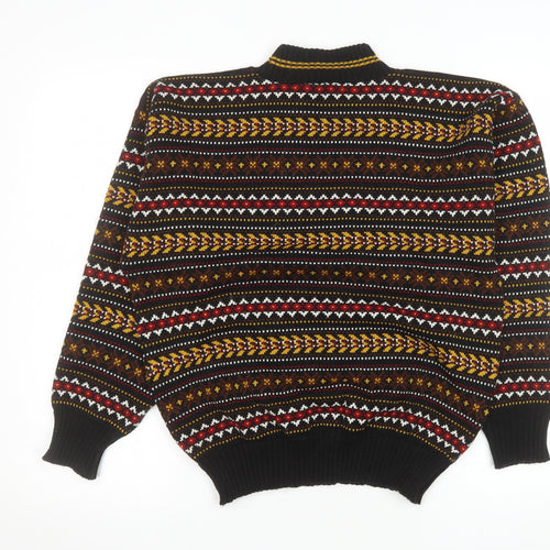 QS Womens Black Fair Isle Acrylic Jumper Size 16-18