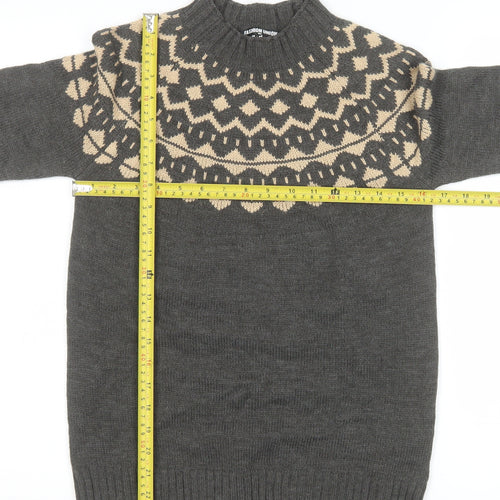 Fashion Union Women’s Grey Fair Isle High Neck Tall Jumper Size 8