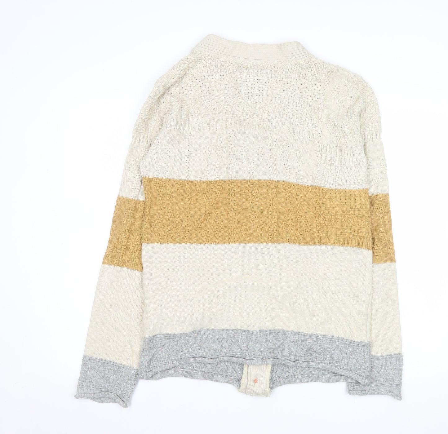 Gypsy & Sons Men’s Beige Cable-Knit Cotton Cardigan Large