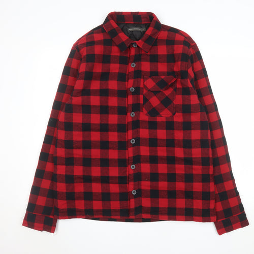 French Connection Men's Red Checked Flannel Jacket L