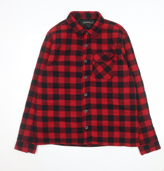 French Connection Men's Red Checked Flannel Jacket L