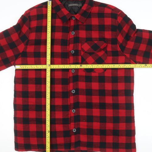 French Connection Men's Red Checked Flannel Jacket L