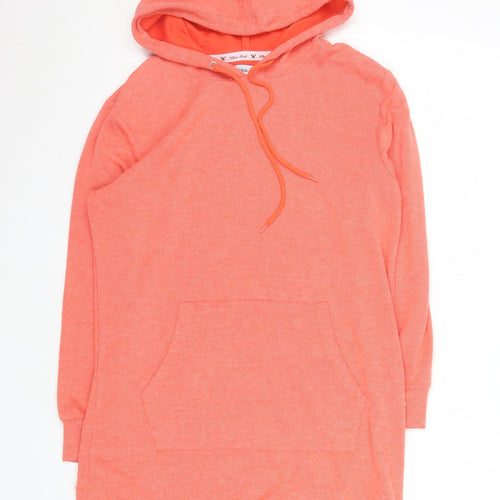 White Mark Women’s Orange Hooded T-Shirt Dress Size S Casual