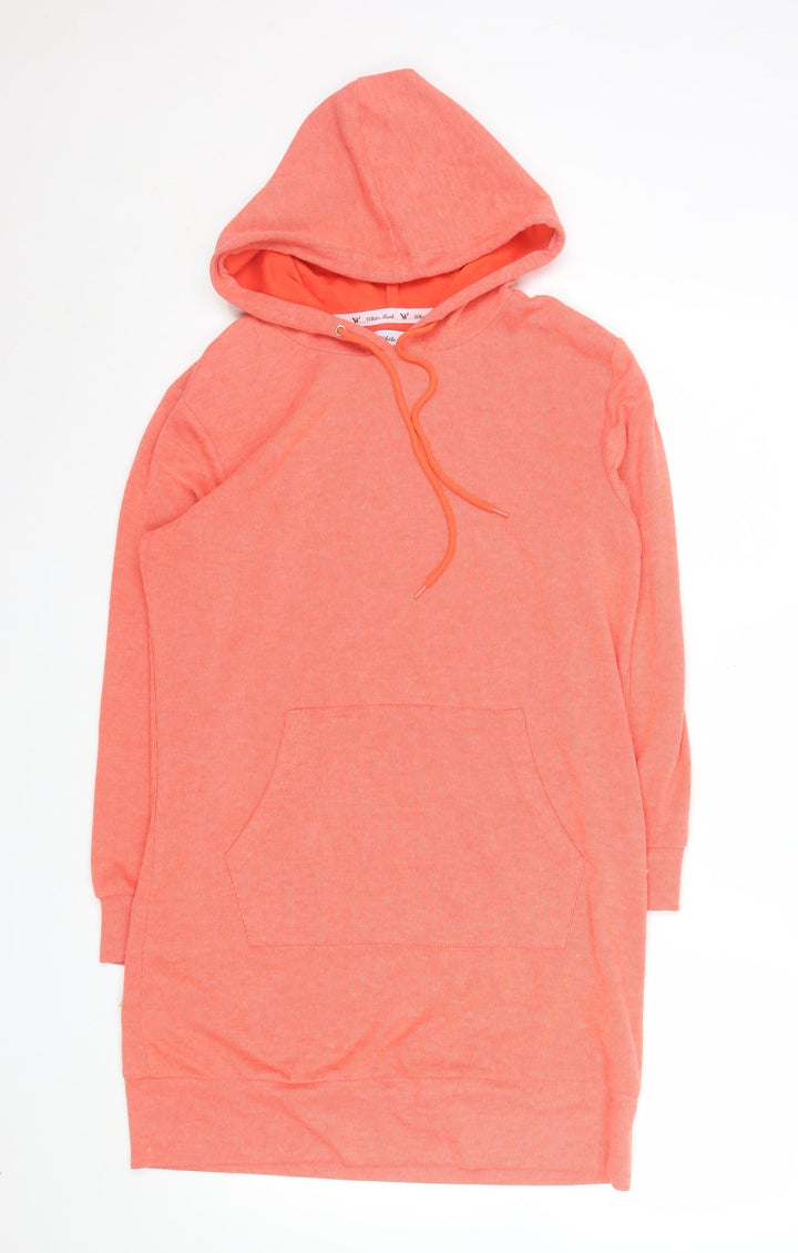 White Mark Women’s Orange Hooded T-Shirt Dress Size S Casual
