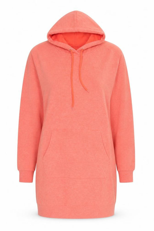 Front view of White Mark Women’s Orange Hooded T-Shirt Dress, size S, Casual