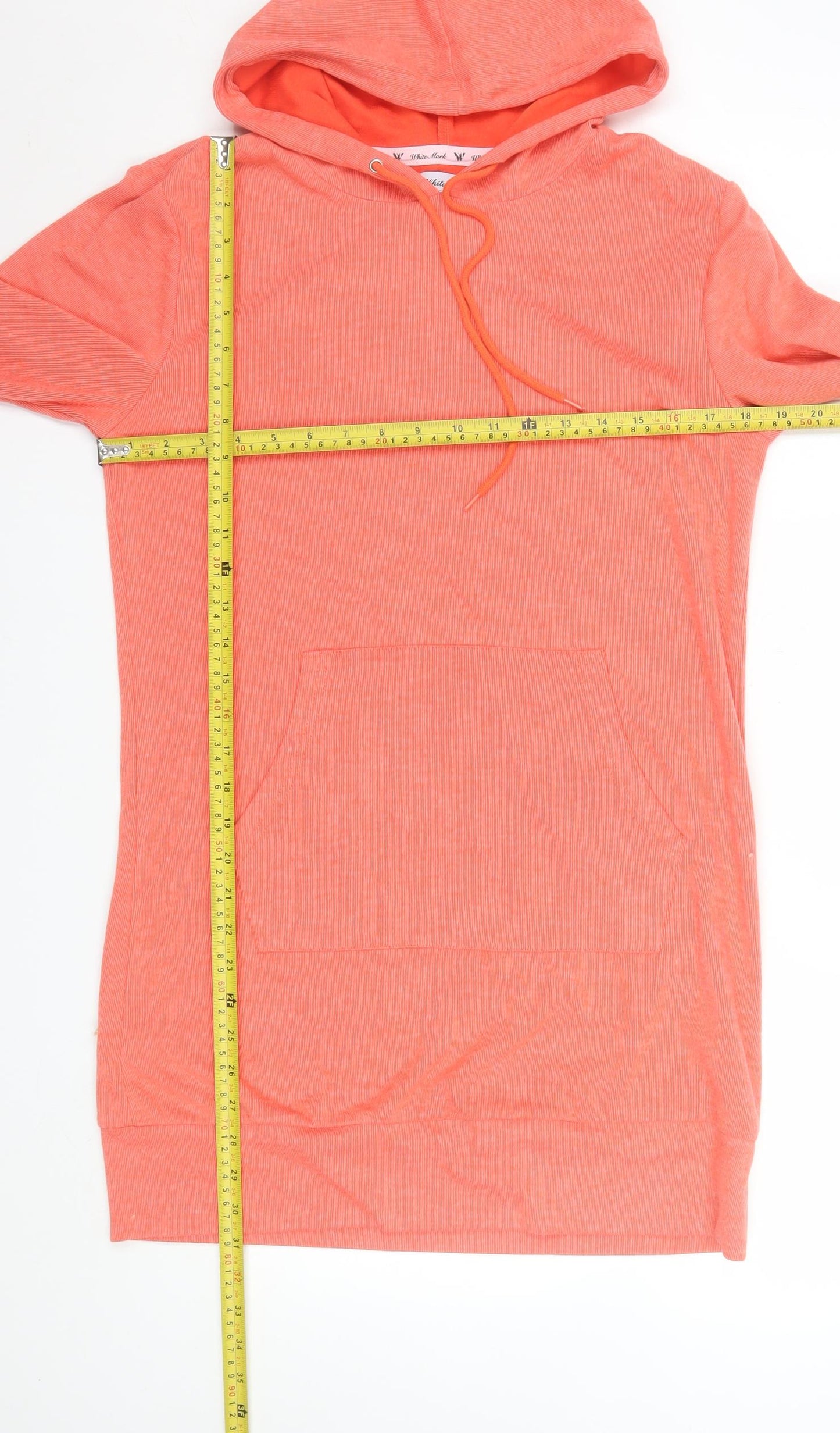 White Mark Women’s Orange Hooded T-Shirt Dress Size S Casual
