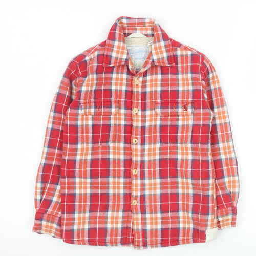 Joules Boys Red Check Flannel Sherpa Lined Shirt Jacket 6 Years