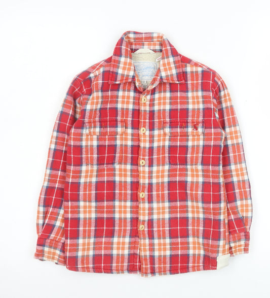 Joules Boys Red Check Flannel Sherpa Lined Shirt Jacket 6 Years