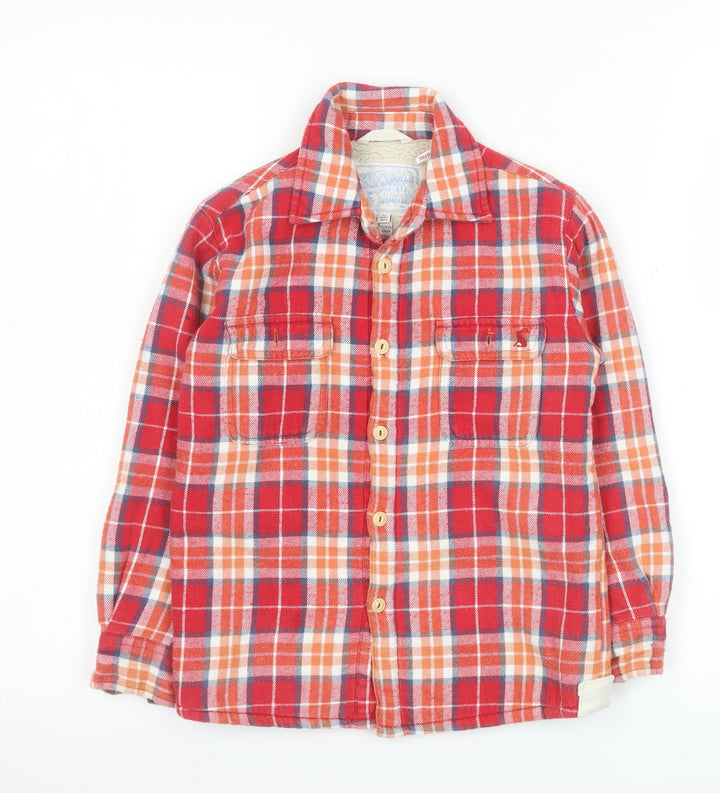 Joules Boys Red Check Flannel Sherpa Lined Shirt Jacket 6 Years