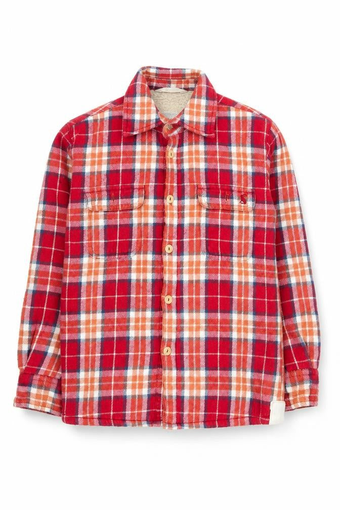 Joules Boys Red Check Flannel Sherpa Lined Shirt Jacket 6 Years