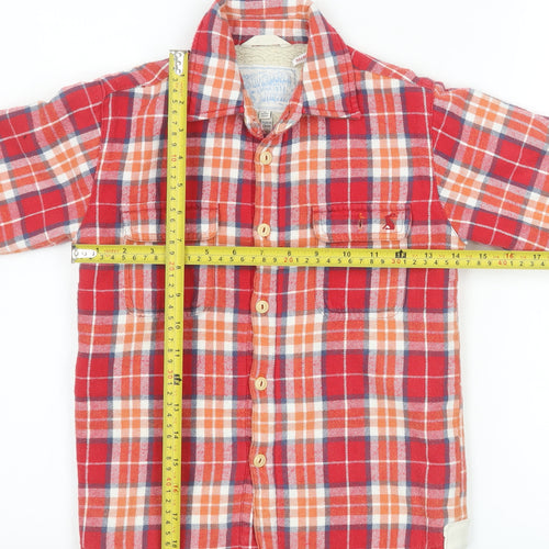 Joules Boys Red Check Flannel Sherpa Lined Shirt Jacket 6 Years