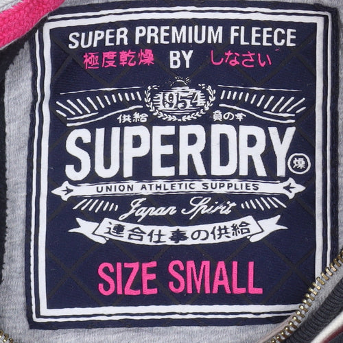 Superdry Womens Black Fleece Hooded Jacket Size S Lined Zip Style