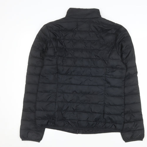 True Religion Womens Black Puffer Jacket Size L Quilted Zip-Up