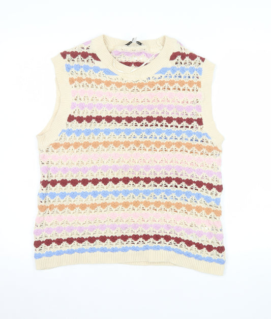 b.young Women’s Multicoloured Knit Cotton Sleeveless Vest XL