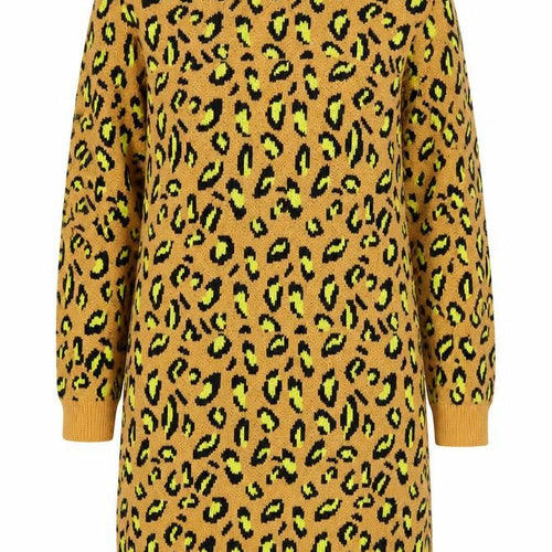 Brave Soul Women’s Brown Leopard Print Long Sleeve Jumper Dress Size 18