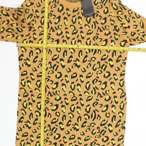 Brave Soul Women’s Brown Leopard Print Long Sleeve Jumper Dress Size 18