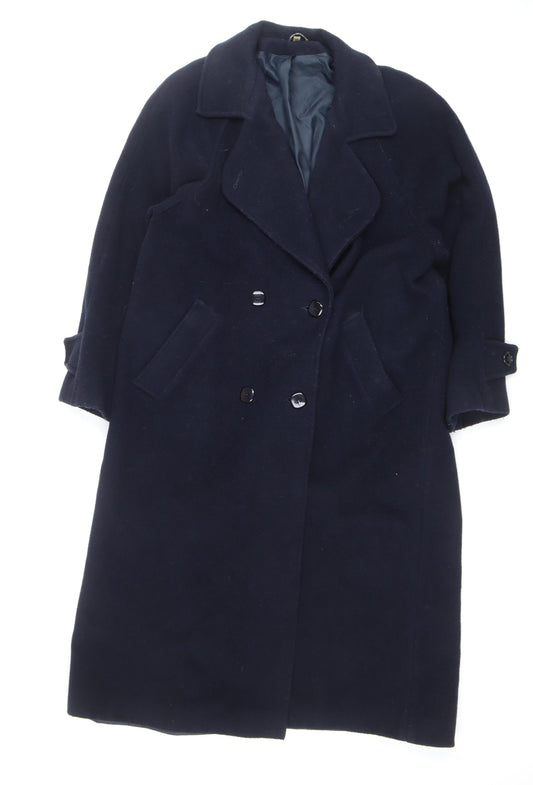 Alec Berman Women's Black Wool Blend Long Overcoat Size 14