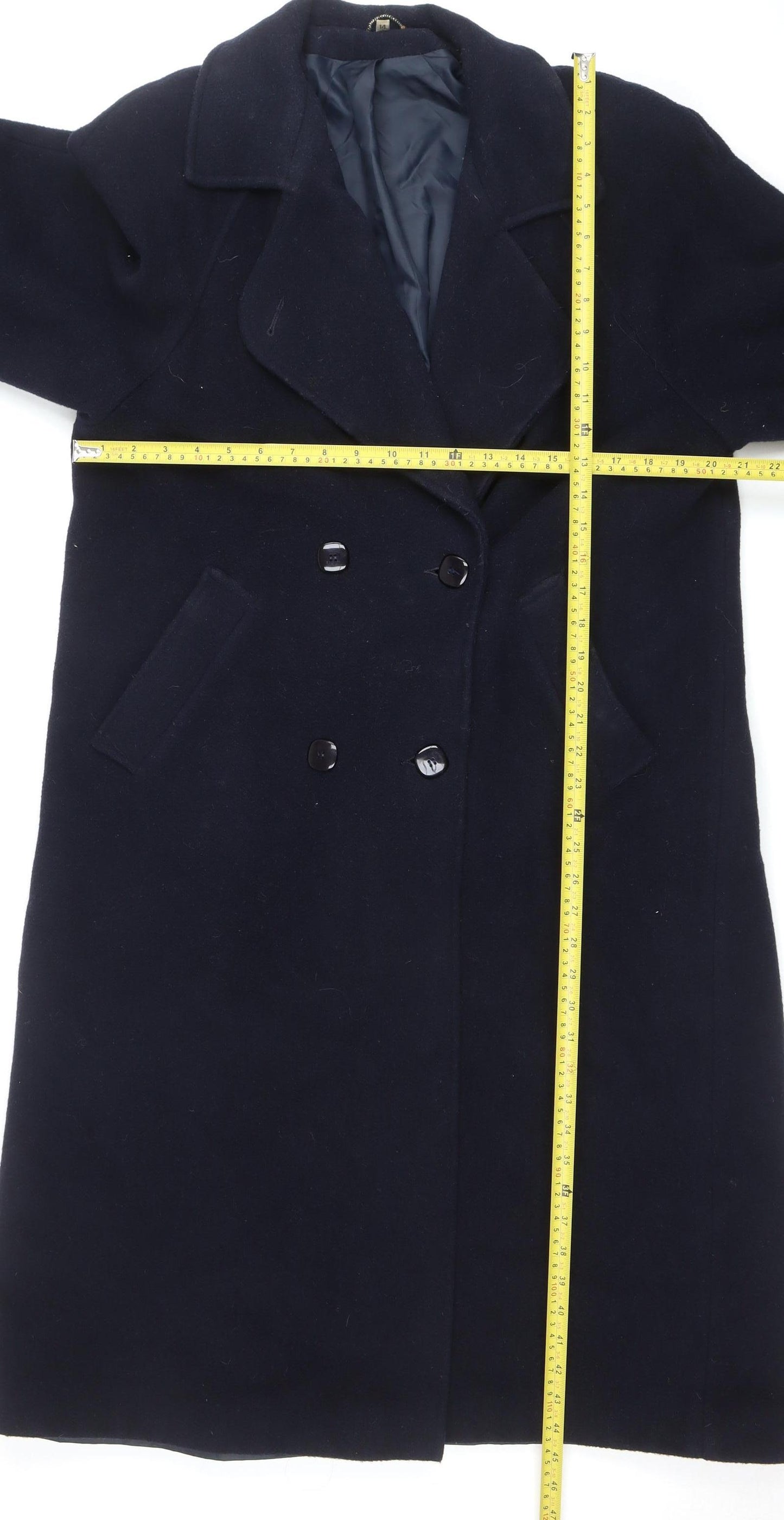 Alec Berman Women's Black Wool Blend Long Overcoat Size 14