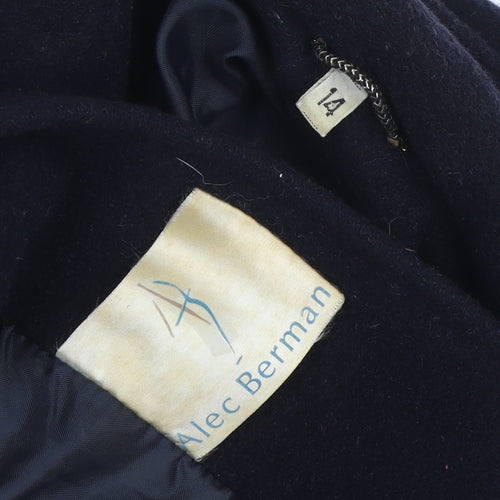 Alec Berman Women's Black Wool Blend Long Overcoat Size 14
