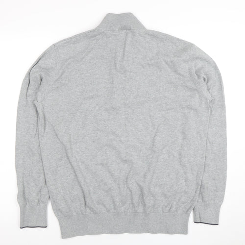 Timberland Men's Grey Cotton Half Zip Jumper L High Neck