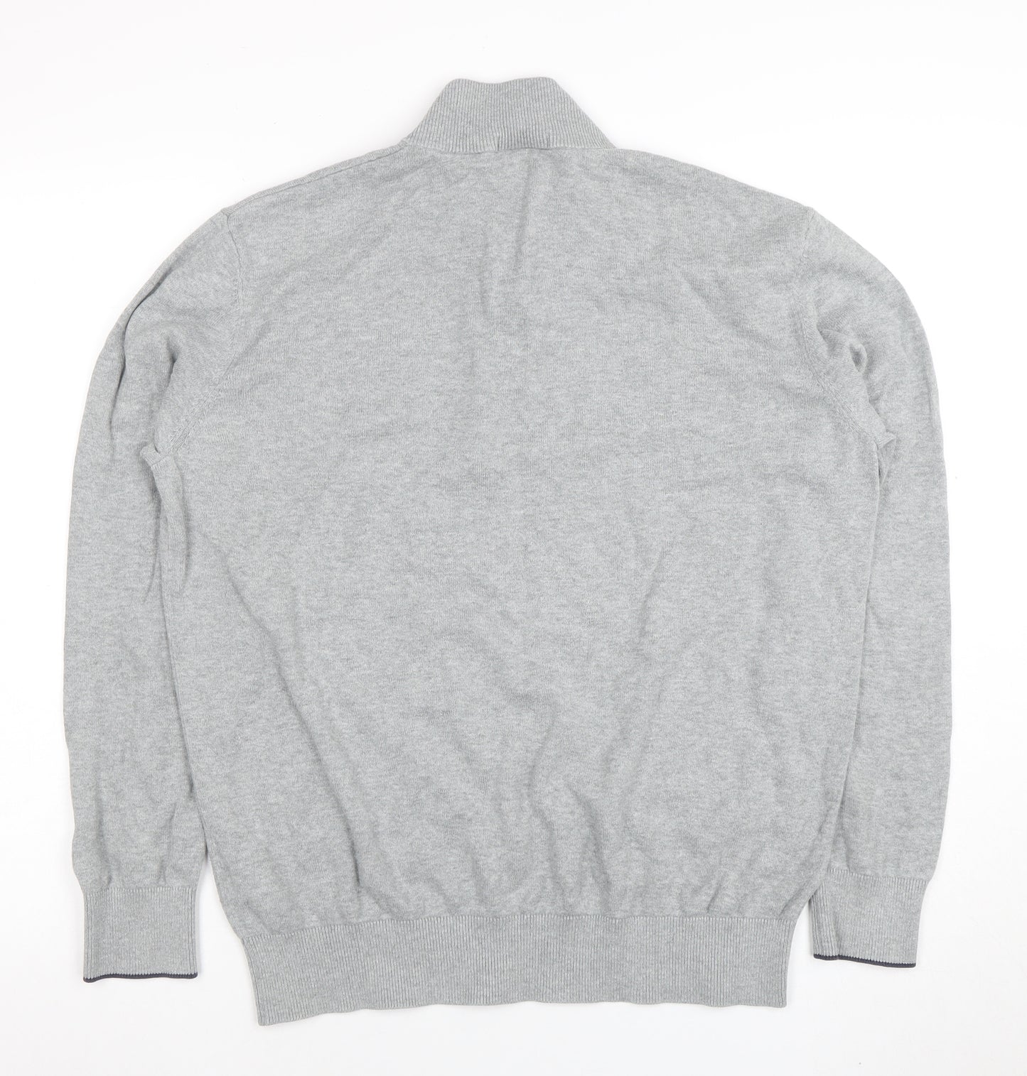 Timberland Men's Grey Cotton Half Zip Jumper L High Neck