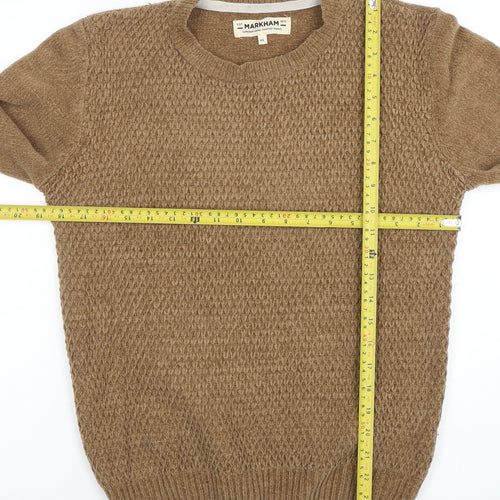 Markham Men’s Beige Acrylic Crew Neck Knit Jumper XS