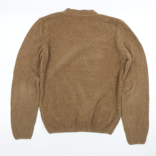 Markham Men’s Beige Acrylic Crew Neck Knit Jumper XS
