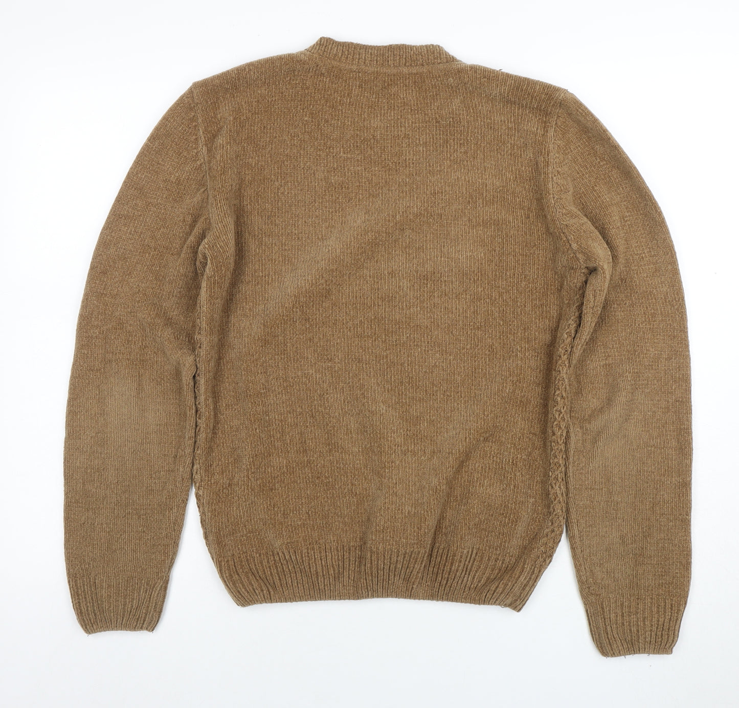 Markham Men’s Beige Acrylic Crew Neck Knit Jumper XS