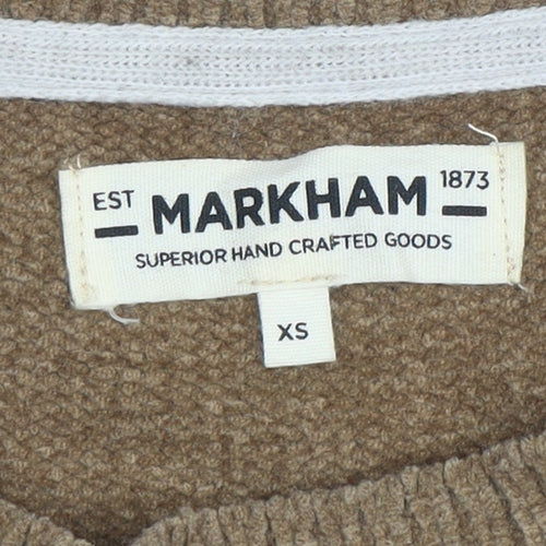 Markham Men’s Beige Acrylic Crew Neck Knit Jumper XS