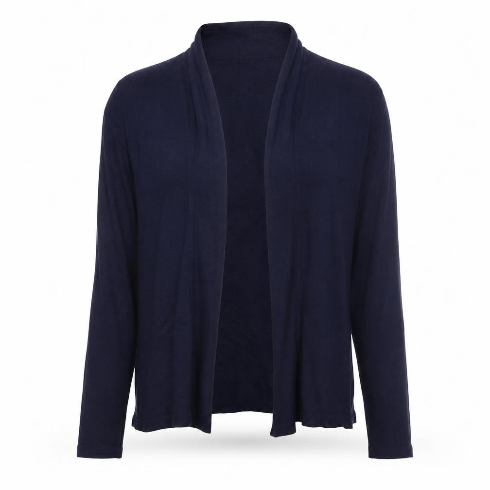 Front view of Minuet Petite Women's Blue Small Cardigan Knit Jumper