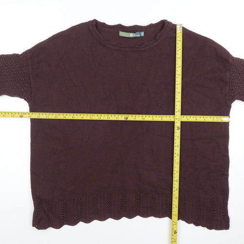 Balcinha Women Brown 3/4 Sleeve Knit Cotton Cardigan M