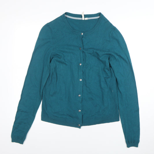 White Stuff Women's Green Cotton Cashmere Cardigan Size 14