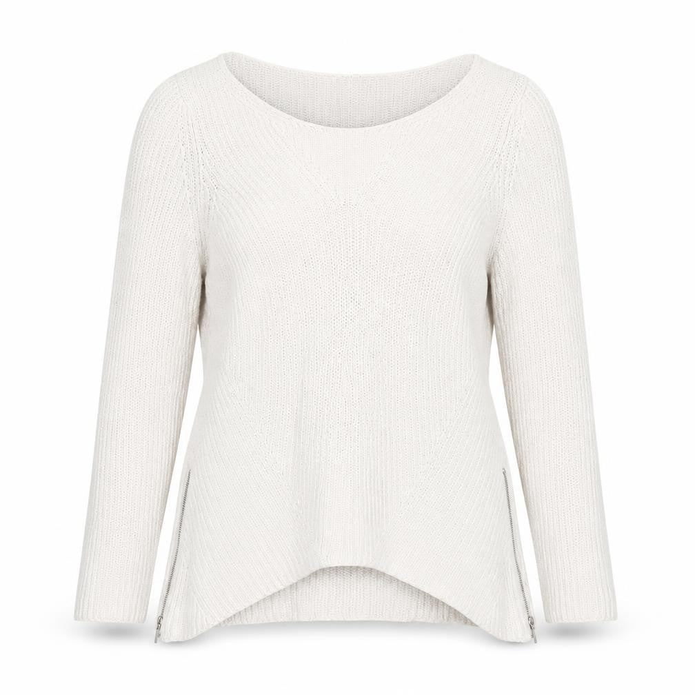 Front view of Next Women Ivory Chunky Knit Zip jumper, size 12