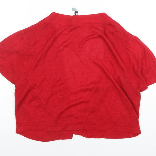 Red Herring Women’s Red Viscose Open Knit Short Sleeve Cardigan Size 16