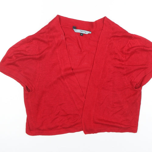 Red Herring Women’s Red Viscose Open Knit Short Sleeve Cardigan Size 16