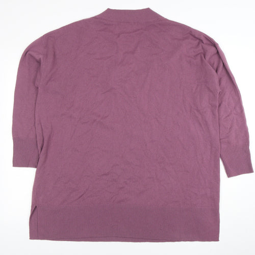 Woolovers Womens Purple XL V-Neck Merino Cashmere Pullover Jumper