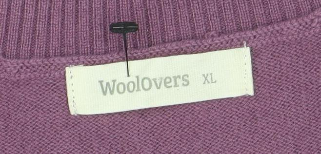 Woolovers Womens Purple XL V-Neck Merino Cashmere Pullover Jumper