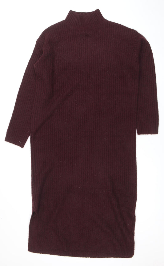 New Look Women Maternity Red Mock Neck Long Sleeve Tunic Jumper Size S