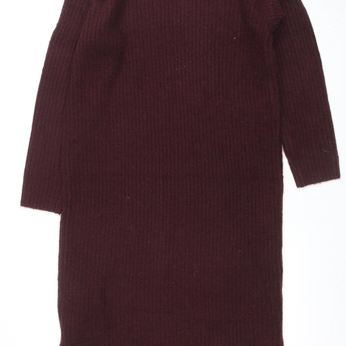 New Look Women Maternity Red Mock Neck Long Sleeve Tunic Jumper Size S