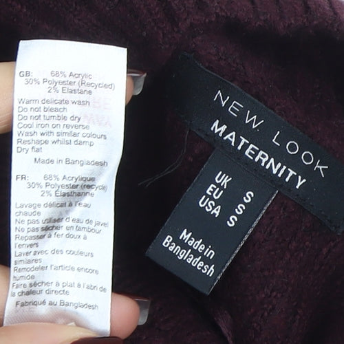New Look Women Maternity Red Mock Neck Long Sleeve Tunic Jumper Size S