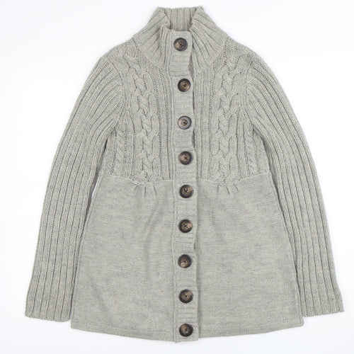Next Women’s Grey Cable Knit Long Cardigan UK 10 Wool Blend