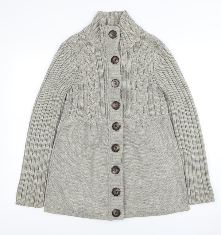 Next Women’s Grey Cable Knit Long Cardigan UK 10 Wool Blend