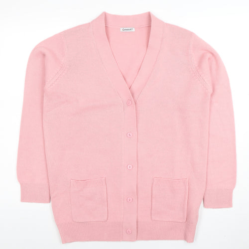 Damart Women Pink Acrylic V-Neck Button Cardigan M