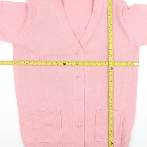 Damart Women Pink Acrylic V-Neck Button Cardigan M