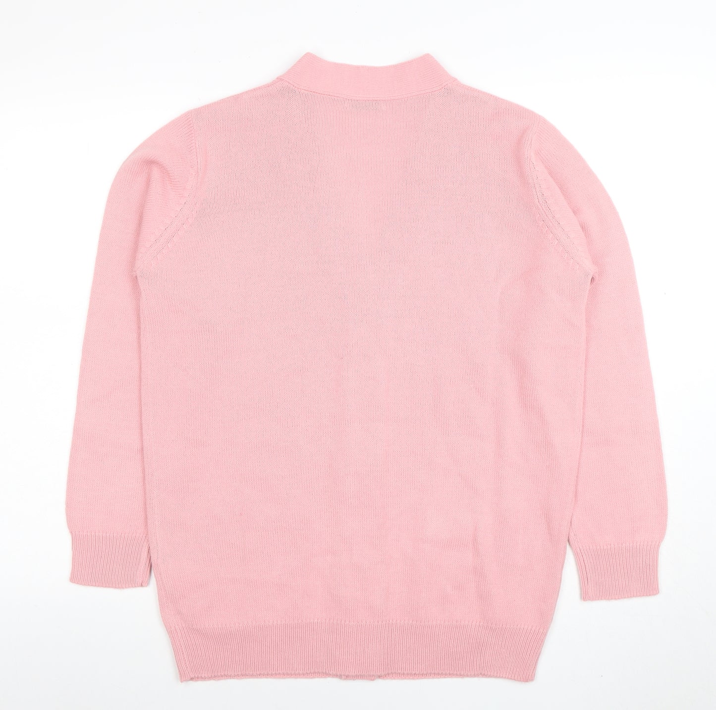 Damart Women Pink Acrylic V-Neck Button Cardigan M